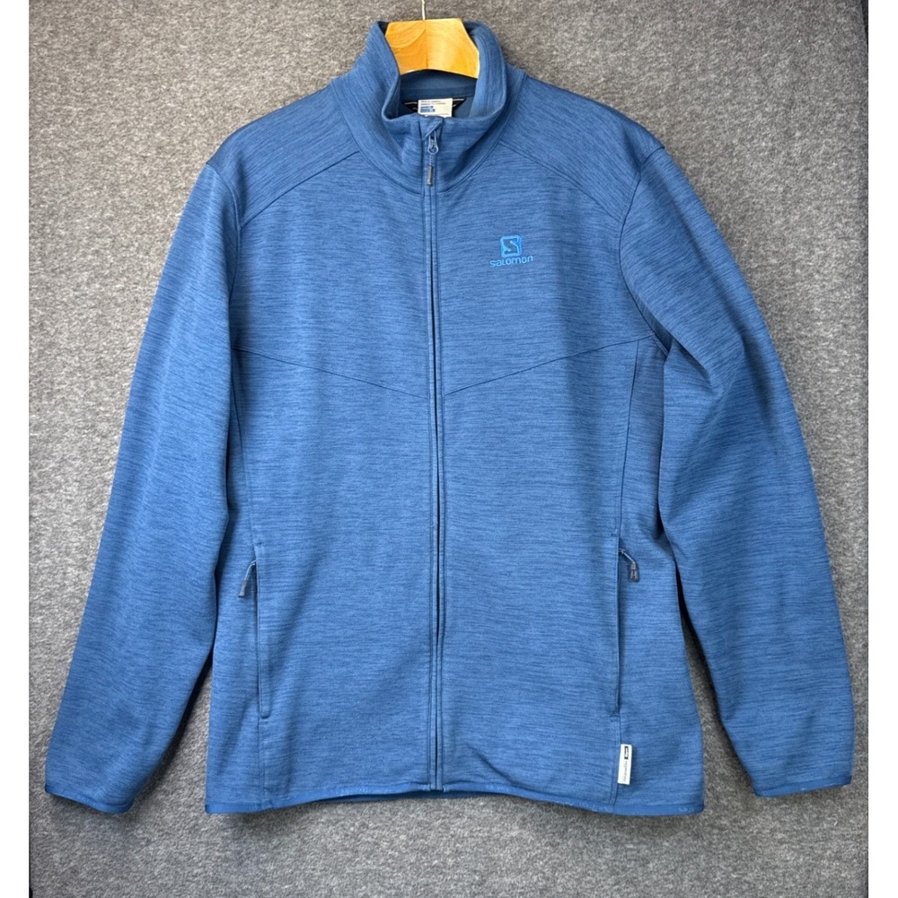 Salomon‎ Full Zip Jacket Mens XL Blue AdvancedSkin Warm Heathered Camping Travel